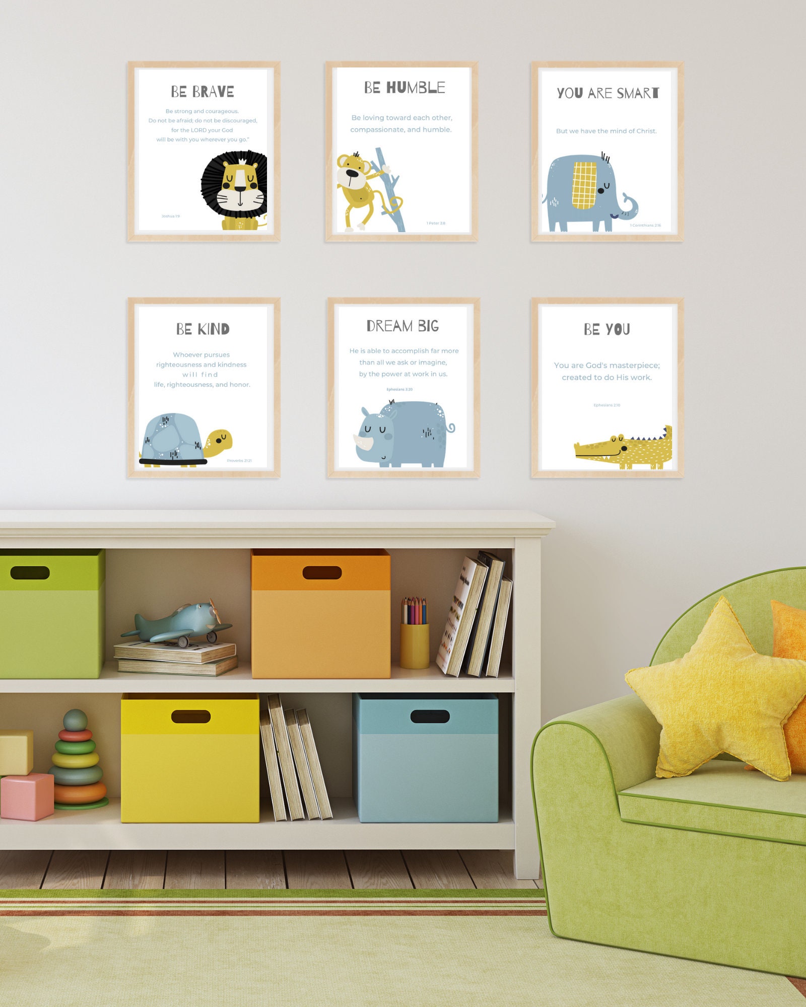 Jungle Theme Nursery Set of 6 Safari Digital Prints Kid Etsy