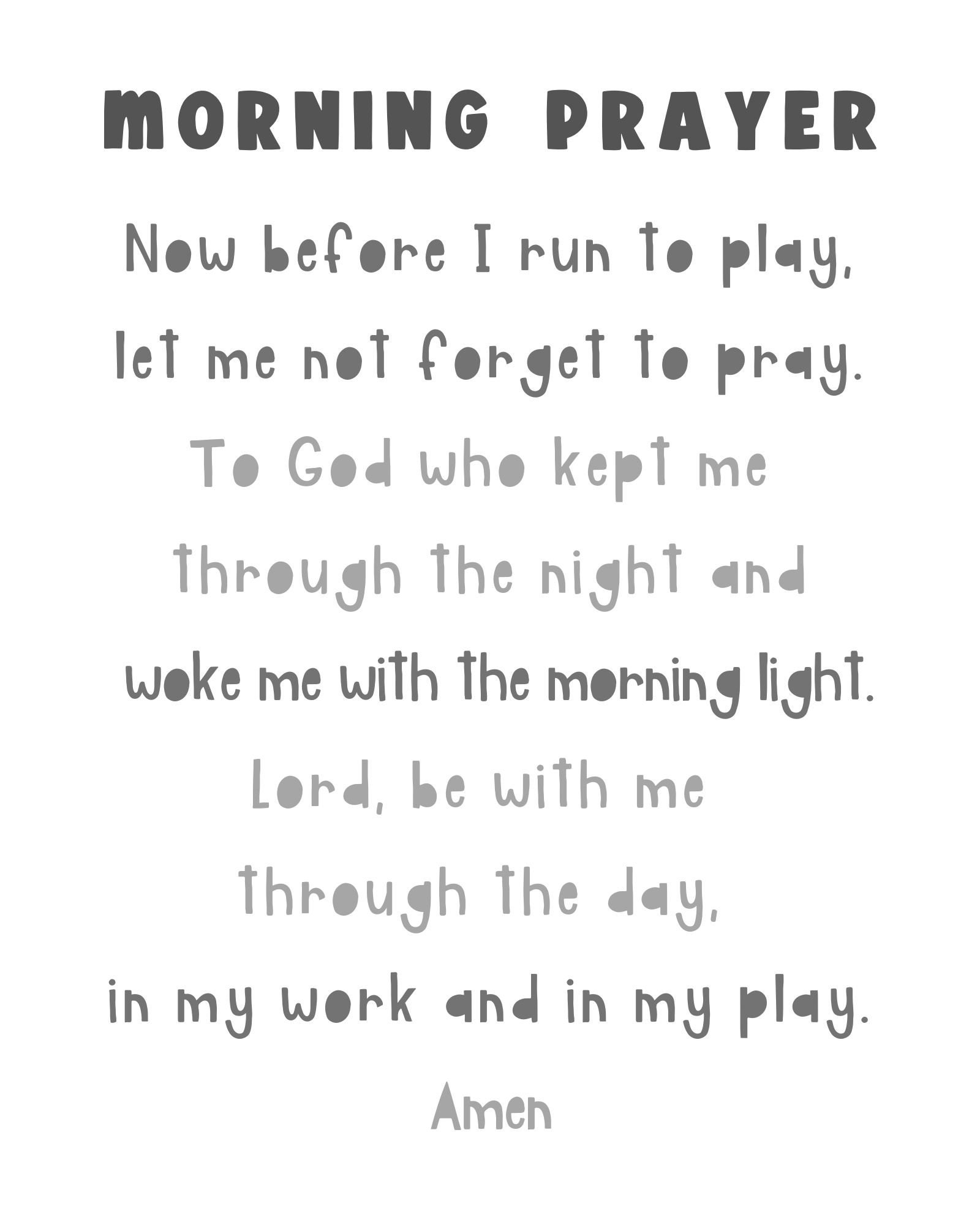 Classic Children's Morning Prayer Print christian Nursery Print, Prayer ...