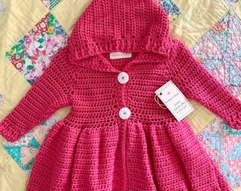 Crocheted Vintage Style Child's Hooded Sweater Coat