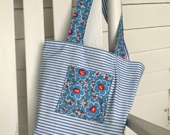 One of a Kind Vintage Fabric Market/Tote Bag