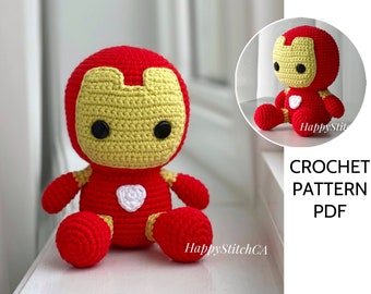 Ironman crochet PATTERN, DIY crochet Ironman, PDF pattern (English), instant download