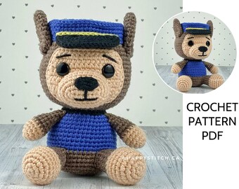 Chase crochet PATTERN, DIY crochet Chase Paw Patrol, PDF pattern (English), instant download