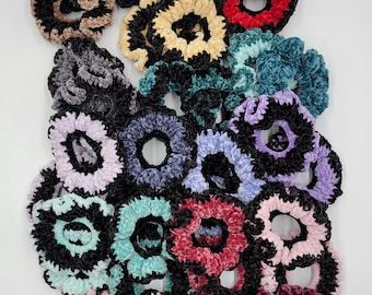 Large Velvet Scrunchies, bulky, super soft, crochet, 2 pack