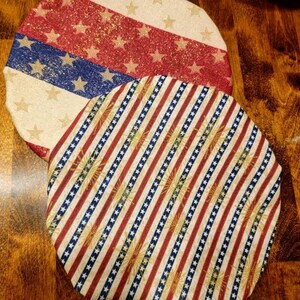 America Red White Blue Americana Reusable Lined Bowl Covers Cook-out ...