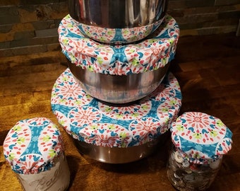 5 médaillons de couvercles de bols doublés réutilisables, casserole, assiettes, pots Mason, KitchenAid