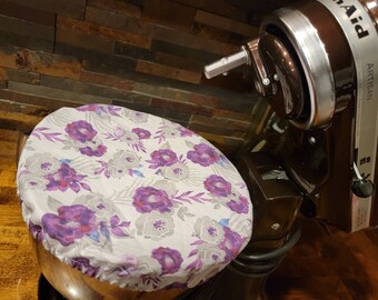 Roses flowers purple silver Reusable Lined Bowl Covers Casserole Plates