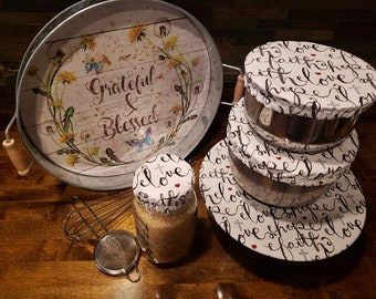 Couvre-plats pour pain au levain, couvre-bols Love Hope Faith, casseroles, bols à mélanger, accessoires de cuisine, pain, réutilisables, pots Mason