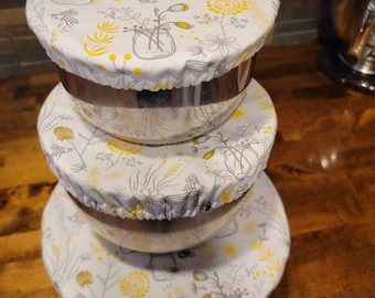 Bees Flower Reusable Lined Bowl Covers Casserole KitchenAid Plates