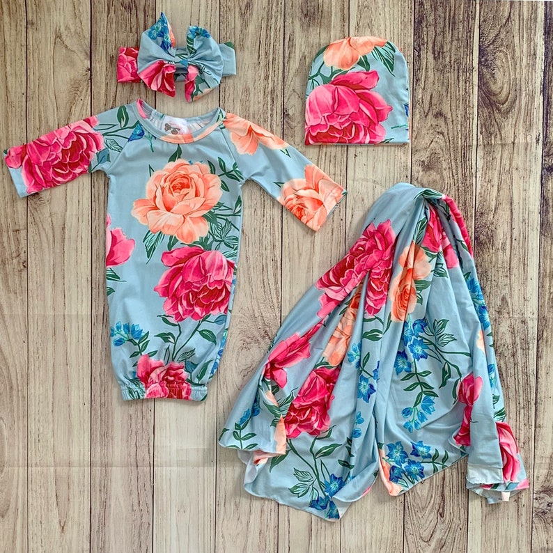 Matching Robe Swaddle Baby Gown car seat cover Hospital Etsy