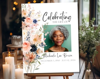 Funeral Welcome Sign Wildflowers | Celebration of Life Sign | In Loving Memory Sign | Funeral Memorial Sign Printable | Editable Template