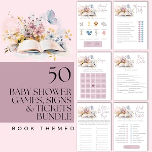 A New Chapter Begins Baby Shower Games Bundle, Book Themed Baby Shower, Book Baby Games, Printable Games, Storybook Baby Shower Game Bundle