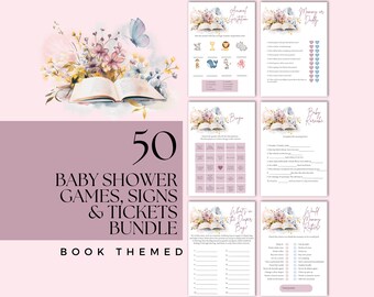 A New Chapter Begins Baby Shower Games Bundle, Book Themed Baby Shower, Book Baby Games, Printable Games, Storybook Baby Shower Game Bundle