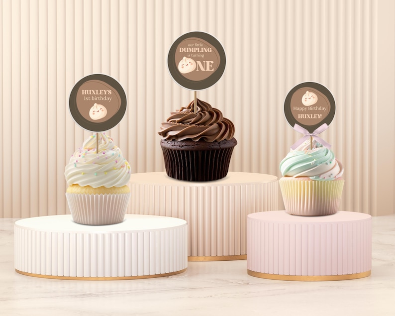 Editable Little Dumpling Cupcake Toppers, Dumpling Birthday Decor ...
