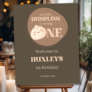 Editable Little Dumpling Birthday Welcome Sign, 1st Birthday Sign, Bao Dumpling Sign, Dim Sum Sign, Boy Birthday, Girl Birthday, Foodie
