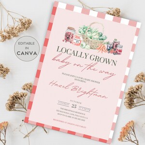 Editable Locally Grown Invitation, Farmers Market Baby Shower Invite, Gender Neutral Baby Shower, Locally Grown Baby Shower Invite