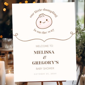 Editable Dumpling Baby Shower Sign, Gender Neutral Baby Shower, Dumpling Baby Shower Welcome Sign, Bao Dumpling Sign, Dim Sum Sign