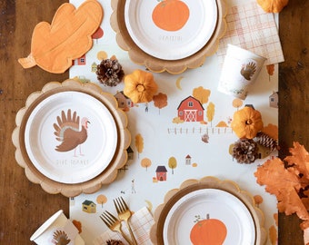 Harvest Fall Scene Give Thanks Plates