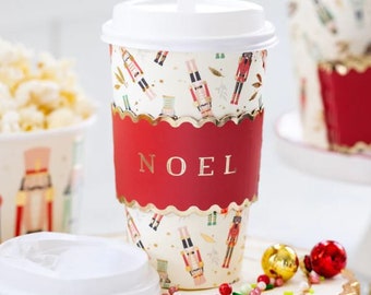 Nutcracker to go cups Coffee Cups / To-Go / Christmas Theme / Red and gold / Mistletoe /