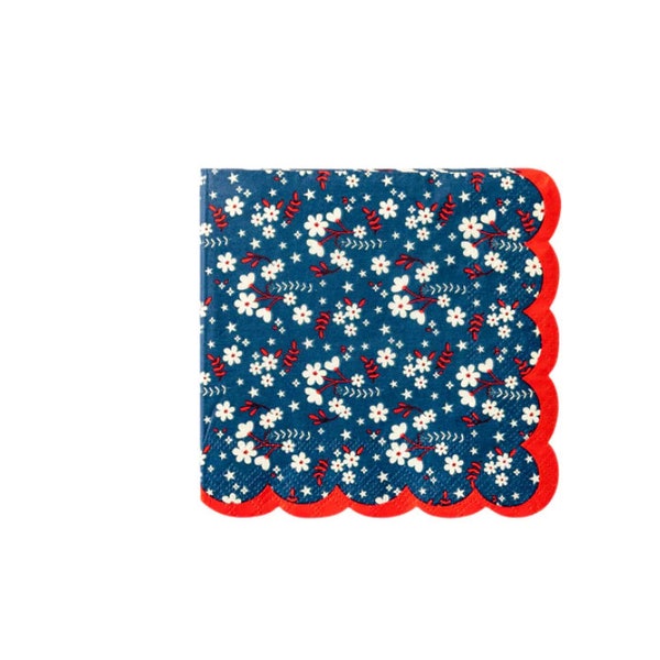 Serviette cocktail feston fleuri Liberty