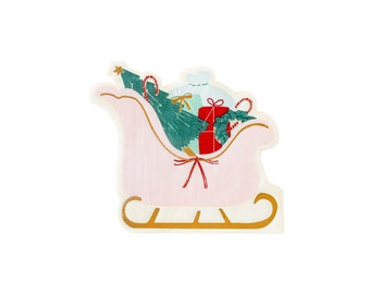 Village Christmas Sleigh Shaped Napkin