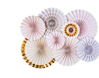 Princess l Gold and pink  Pinwheel Backdrop,Paper Rosette, Wedding background, Giant paper Flowers,  paper fan backdrop,wedding decoration