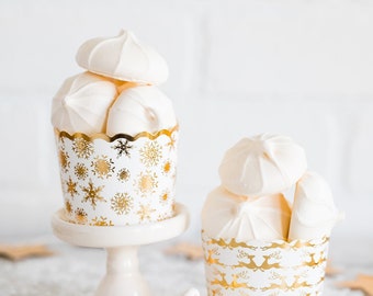 Gold Foil Reindeer Christmas Baking cups/ christmas treat cups/ christmas decoration