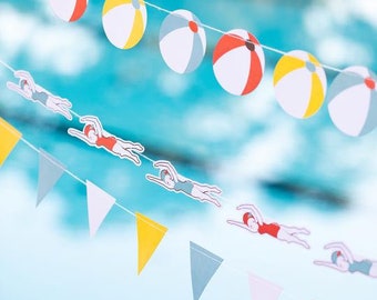 Pool Party banner/ blue banner/ shark banner/ crown banner/ beach banner/ pool party theme decoration/