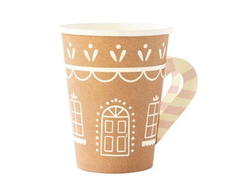 Gingerbread house paper cups/kraft gingerbread cups /Merry Christmas fans/ snowflake fans/ star fans