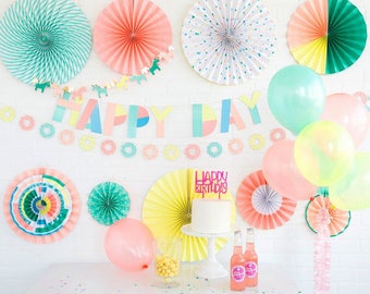 8 ft donut banner l neon theme banner l unicorn garland l unicorn theme Birthday Banner l Floral Banner l Party Banner l Neon theme