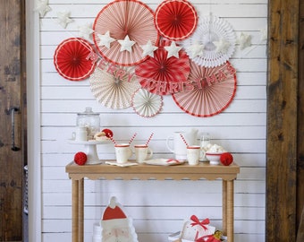 Holiday party Pinwheel Backdrop,Paper Rosette backdrop,Wall Covering, Wedding background, Giant paper Flowers, paper fan backdrop