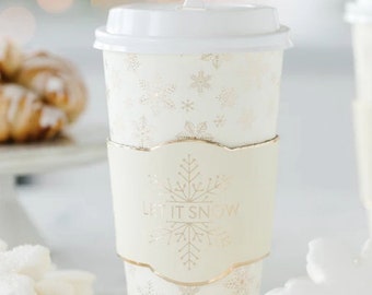 Gold glam Coffee Cups / To-Go / Christmas Theme / Red and White / Mistletoe /