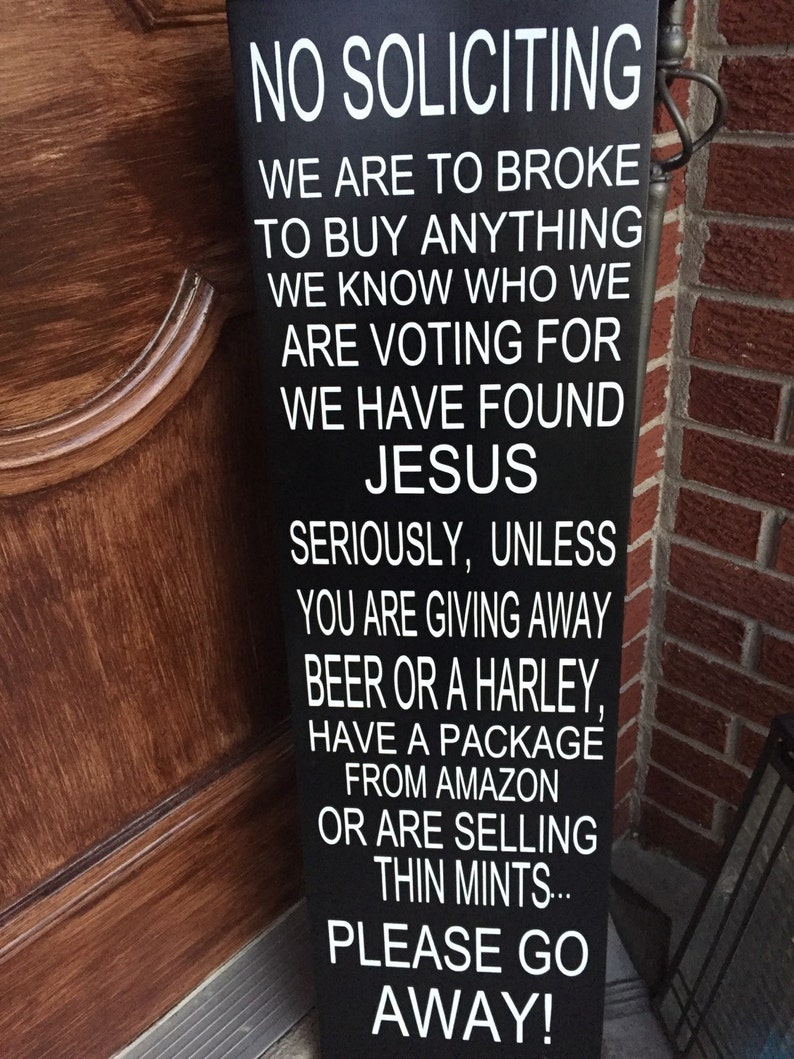 no soliciting novelty sign etsy