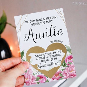 The only thing better than having you as my auntie Godmother Proposal Scratch Off Card - Will you be my Godmother - Godmother card for Aunt