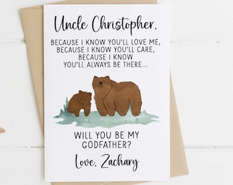 Personalized Will you be my Godfather? Card - Cute Godfather Asking card, Godfather proposal card, asking to be godfather, Godfather Card