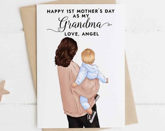 Happy Mothers Day Card For Grandma, First Mother's Day Card, Grandma Mother's Day Card, Happy 1st Mothers Day Card For Grandma, PERSONALIZED