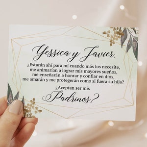 SPANISH Godparents Padrinos Proposal Card - Padrinos Card - Aceptan ser mis padrinos? Card for tia and tio, padrinos proposal, padrinos card