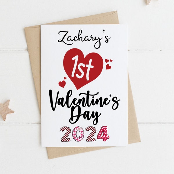 First Valentine's Day Baby Card, PERSONALIZED Valentines Card, Baby's 1st Valentine Card, Valentine's Day Baby Card, Baby's First Valentine