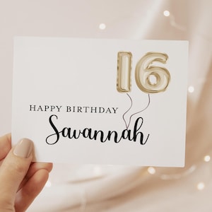 16th Birthday Card, Friend Birthday Card, Personalized with Name, 16th Birthday Card Customized, Sweet Sixteen Birthday Card, 16th Bday