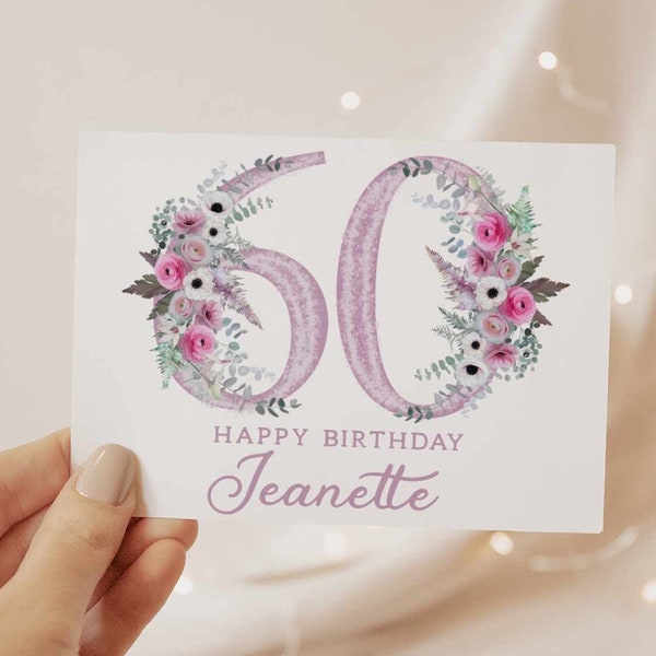 60th Birthday Card, Friend Birthday Card, Personalized with Name, 60th Birthday Card Customized, Sixty Birthday Card, Sixtieth Birthday