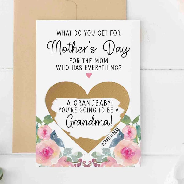 Mother's Day Pregnancy Reveal Happy Mother's Day Card - Pregnancy Announcement Reveal We're Pregnant, you're going to be a Grandma Card