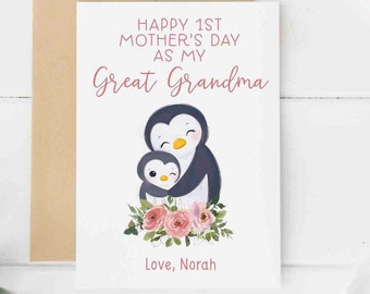 Happy Mothers Day Card For Great Grandma, First Mother's Day Card, Great Grandma Mother's Day Card, Happy 1st Mothers Day Card From Baby