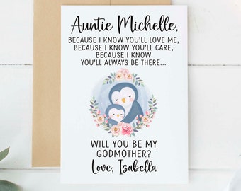 Personalized Will you be my Godmother? Card - Cute Godmother Asking card, Godmother proposal card, asking to be Godmother, Godmother Card