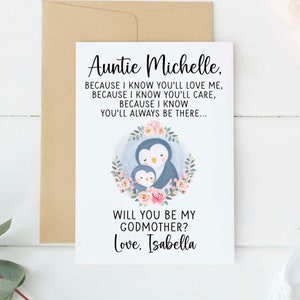 Personalized Will you be my Godmother? Card - Cute Godmother Asking card, Godmother proposal card, asking to be Godmother, Godmother Card