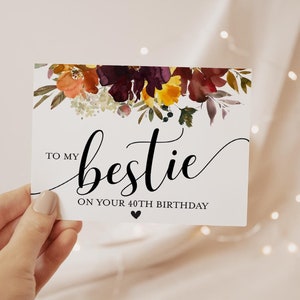 40th Birthday Card for Best Friend, Forty, Happy Birthday Bestie, Card For Best Friend Birthday Card For Bestie 40th Birthday Bestie Friend