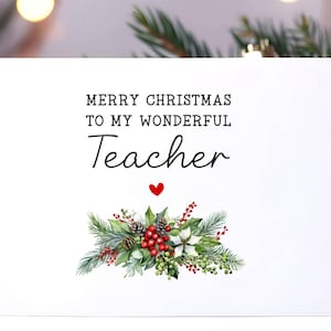 Teacher Christmas Card, To my Teacher Christmas Card, Christmas Card For Teacher, Merry Christmas Card for Teacher