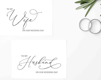 Wedding Day Cards Bundle SET OF 2 To my Wife on our Wedding Day, To my Husband on our Wedding Day Cards - Bride and Groom Cards Wedding Day