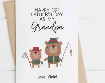 Happy Fathers Day Card For Grandpa, First Father's Day Card, Grandpa Father's Day Card, Happy 1st Fathers Day Card For Grandpa, From Child