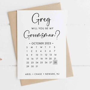 Groomsman Card, Groomsman Calendar Proposal Card - Best Man, Groomsman, Ring Bearer, Bridesman, Man of Honor, Groomsmen Card Personalized