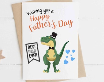 Father's Day Card, Card for Dad, Cute Father's Day Card, T-Rex Father's Day Card, Happy Fathers Day Card, Trex Card, Adorable Card for Dad