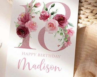 18th Birthday Card, Friend Birthday Card, Personalized with Name, 18th Birthday Card Customized, Eighteen Birthday Card, 18th Bday